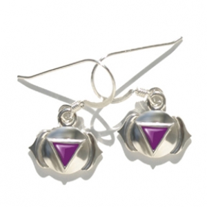 Third Eye Chakra Earrings, Sterling Silver with Purple Enamel