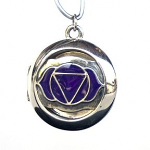 Aromatherapy Chakra Pendant Chakra 6, Third Eye - Sterling Silver, Purple