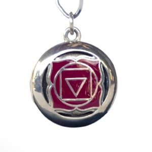 Aromatherapy Chakra Pendant Chakra 1, Root - Sterling Silver, Red